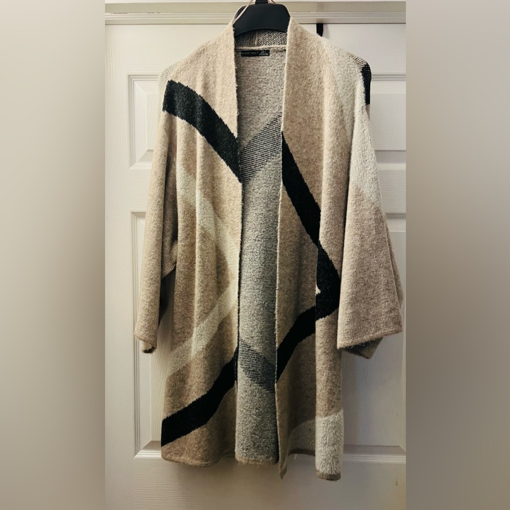 Elegant Beige, Black and White Women's Cardigan